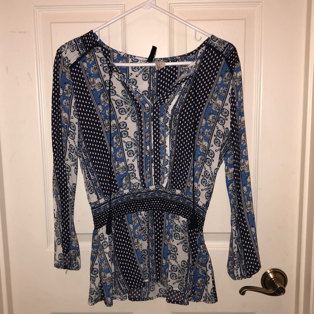Blue Patterned Blouse